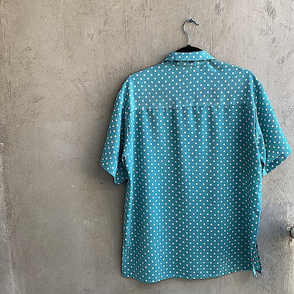 Turquoise and white polka dot shirt Vintage - Picture 3 of 7